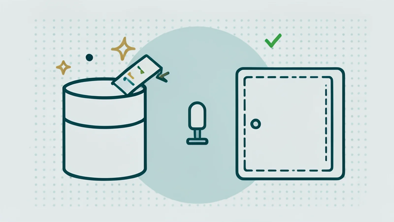 A database streams changes into a cabinet, with a second cabinet and a switch beside it.